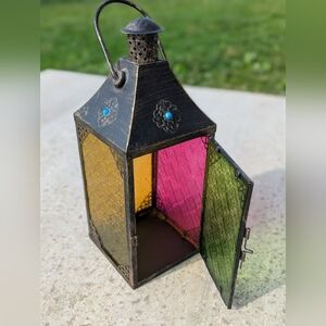 Vibrant Multicolored Vintage Lantern Accent